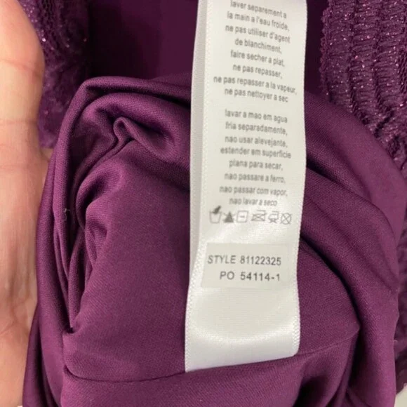 NEW Alex Evenings Purple One‎ Piece Lace Jacket 3/4 Sleeve Cocktail Dress 14 - Picture 9 of 11